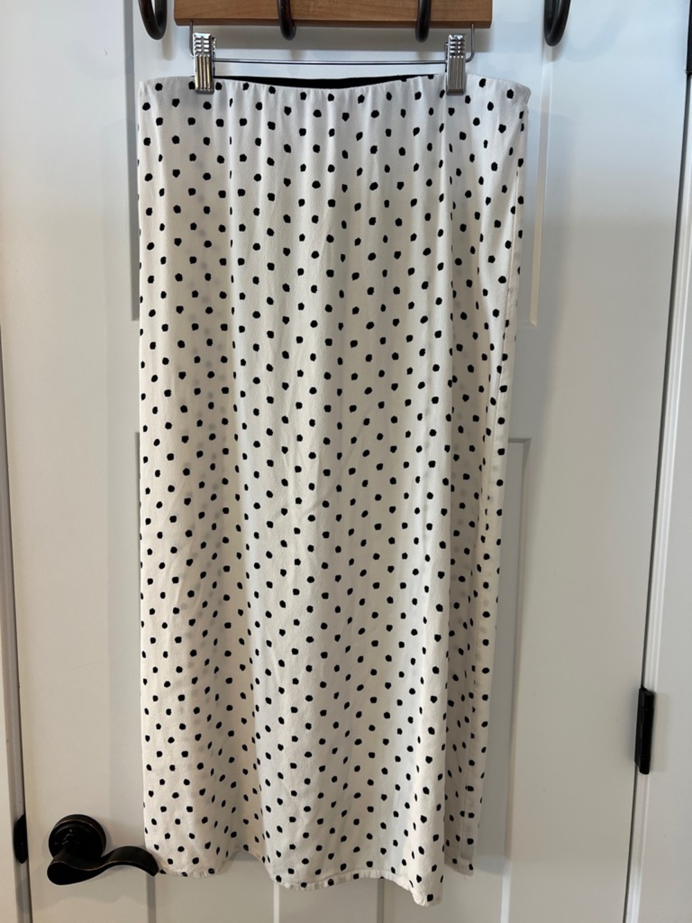 Jenni Kayne Polka Dot Slip Skirt Size M White Black Midi Minimalist